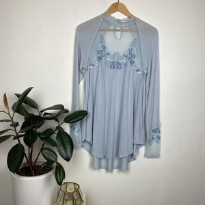 NWOT FP Breathtaking Icy Blue Embroidered Tunic